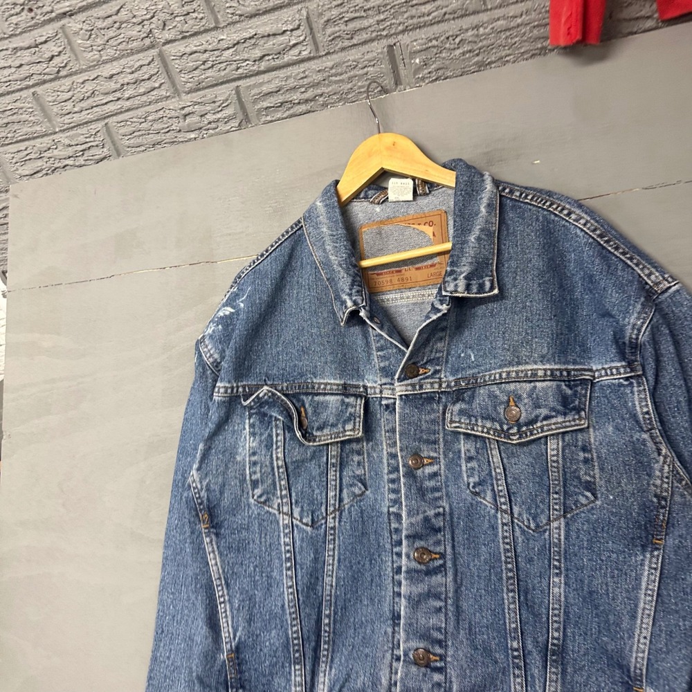 Vintage Levis 70598 4891 Denim‎ Trucker Jacket Large Blue Paint Splatter 1993